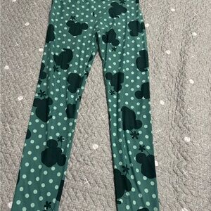 LuLaRoe Teal Minnie Mouse Head Leggings
